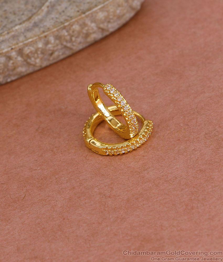 Beautiful White Stone Gold Plated Hoop Earring Shop Online ER5436