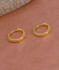 Beautiful White Stone Gold Plated Hoop Earring Shop Online ER5436