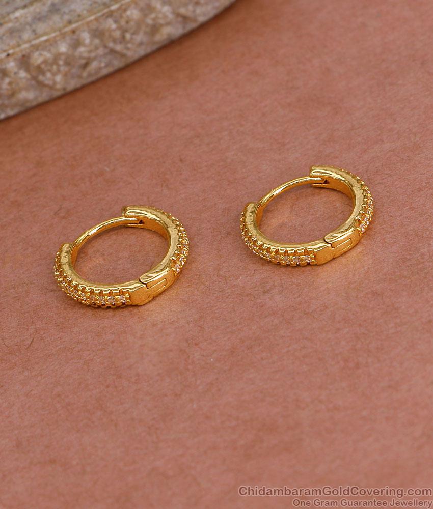 Beautiful White Stone Gold Plated Hoop Earring Shop Online ER5436