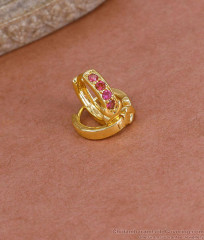 Stylish Ruby Stone Gold Imitation Hoop Earring For Daily Wear ER5438