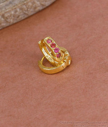 Stylish Ruby Stone Gold Imitation Hoop Earring For Daily Wear ER5438 Stylish Ruby Stone Gold Imitation Hoop Earring For Daily Wear ER5438