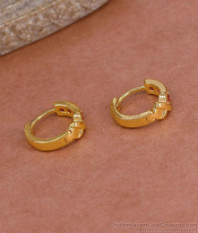 Stylish Ruby Stone Gold Imitation Hoop Earring For Daily Wear ER5438