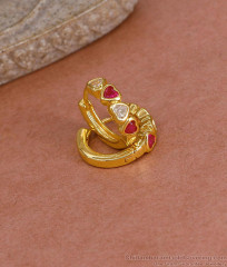 Attractive Ruby White Stone Heart Hoop Earring For Girls ER5441