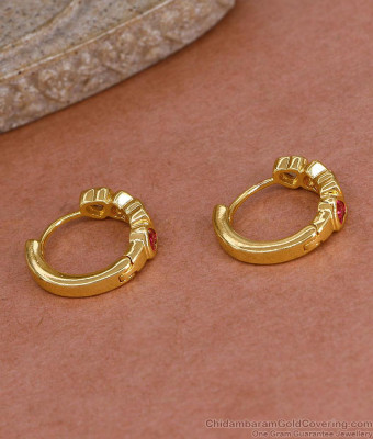Attractive Ruby White Stone Heart Hoop Earring For Girls ER5441