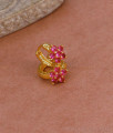 Beautiful Ruby Stone Floral design Gold Hoop Earring Online ER5442