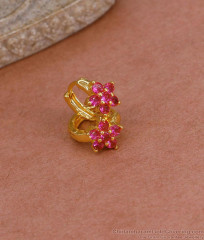 Beautiful Ruby Stone Floral design Gold Hoop Earring Online ER5442