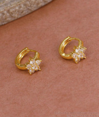 Flower Design Ad Stone 1 Gram Gold Hoop Earring Shop Online ER5443