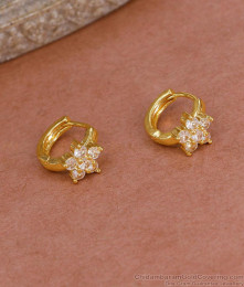 Flower Design Ad Stone 1 Gram Gold Hoop Earring Shop Online ER5443