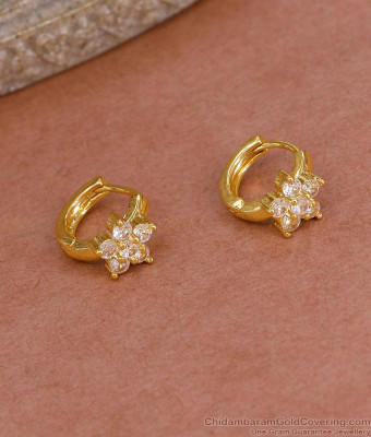 Flower Design Ad Stone 1 Gram Gold Hoop Earring Shop Online ER5443