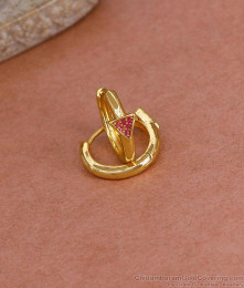 Buy Ruby Stone Micro Gold Polish Hoop Earring For Daily Wear ER5447 Buy Ruby Stone Micro Gold Polish Hoop Earring For Daily Wear ER5447