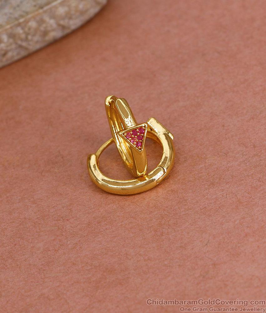 Buy Ruby Stone Micro Gold Polish Hoop Earring For Daily Wear ER5447 Buy Ruby Stone Micro Gold Polish Hoop Earring For Daily Wear ER5447