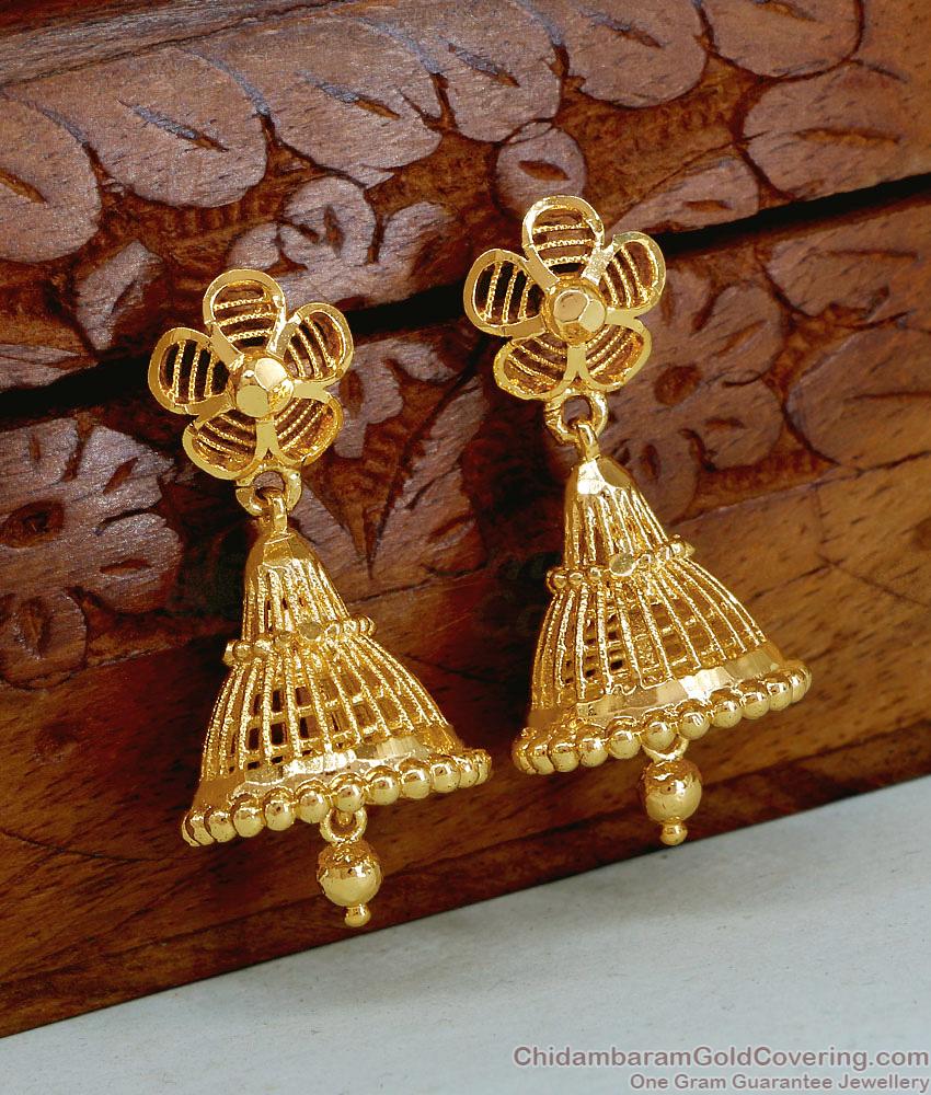 Real Gold Look Plain Jhumkas For Women Bridal Jewelry ER5448