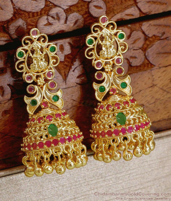 Traditional Gold Imitation Bridal Jhumki Multi Stone Peacock Design ER5460