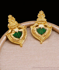 Real Gold Design Green Palakka Stone Kerala Lakshmi Earrings At Affordable Price ER5463