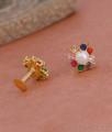 Small Navaratna Stone Gold Plated Stud Earring Designs Online ER5465