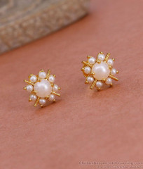 Traditional 1 Gram Gold Pearl Studs Screw Back Earring For Women ER5466