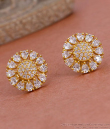 Beautiful Ad White Stone Big Stud Earring Flower Design For Brides ER5469