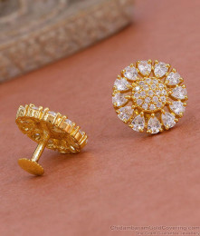 Beautiful Ad White Stone Big Stud Earring Flower Design For Brides ER5469