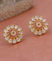 Latest One Gram Gold Big Stud Earring With Ruby White Stone ER5470