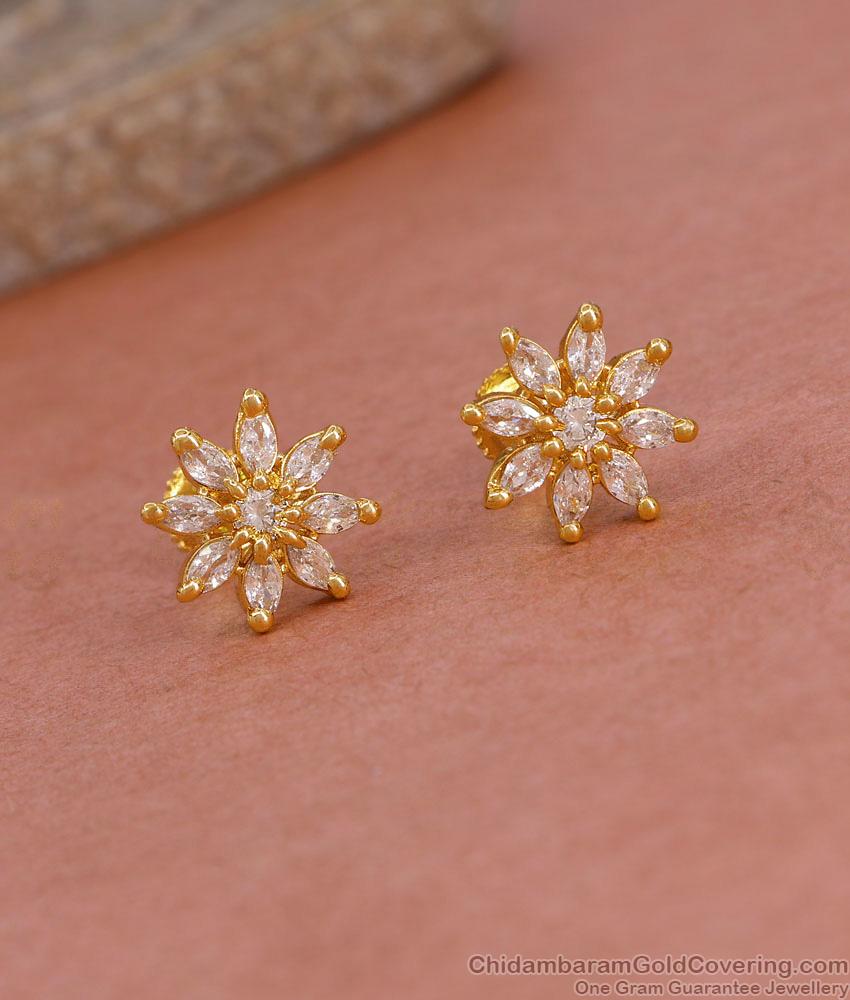 Sparkling White Stone Gold Imitation Stud Earring For Women ER5472