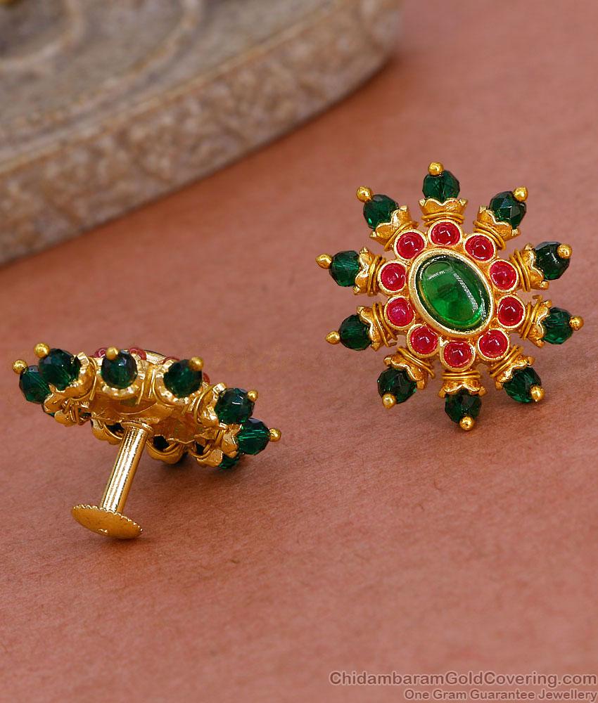 High Quality Gold Imitation Earring Green Crystal Studs For Women ER5473