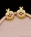 Beautiful Peacock Design Ruby Green Stone Gold Stud Earring ER5476
