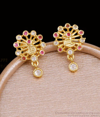 Stylish Ruby White Stone Peacock Stud Earring Shop Online ER5479