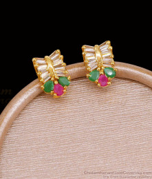 Light Weight Gold Imitation Earring Multi Stone Stud For Women ER5480