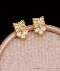 Full White Cz Stone Gold Plated Stud Earring Shop Online ER5481