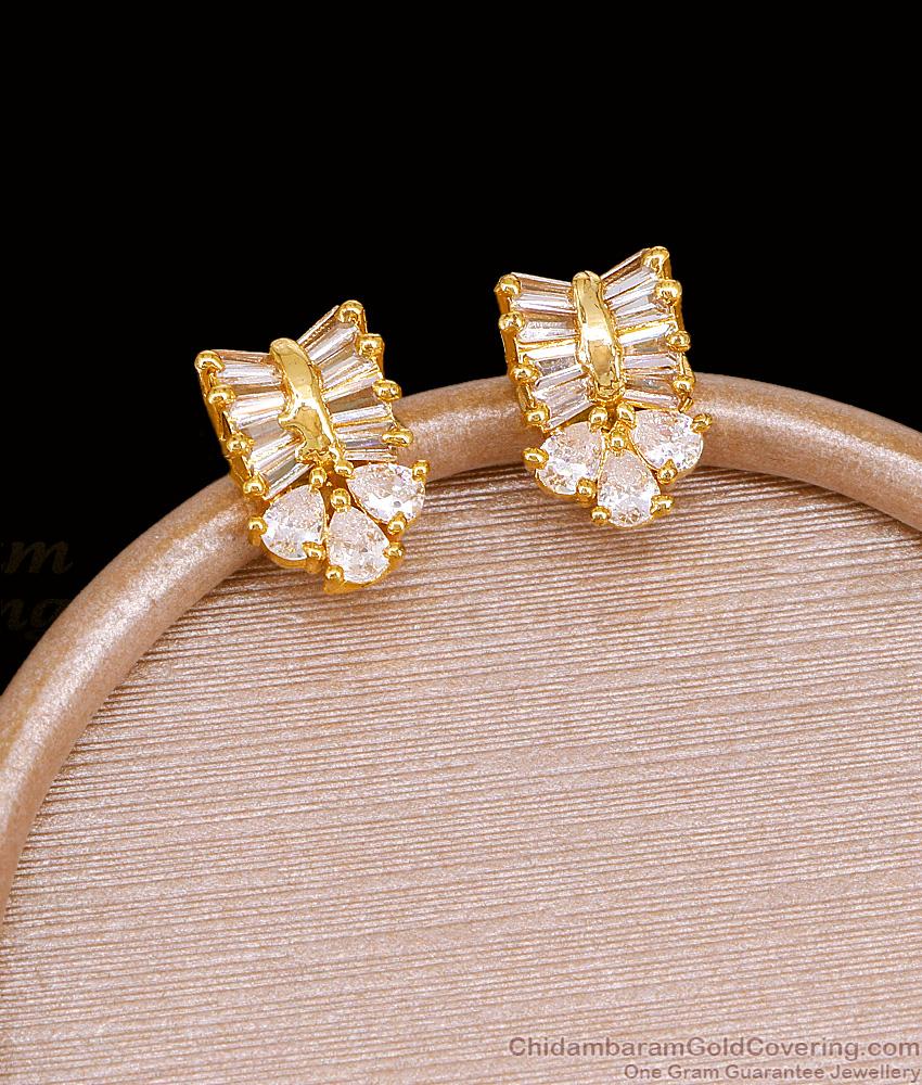 Full White Cz Stone Gold Plated Stud Earring Shop Online ER5481 Full White Cz Stone Gold Plated Stud Earring Shop Online ER5481