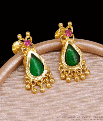 Traditional Green Palakka Stone Gold Imitation Earring Online ER5484
