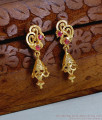 Real Gold Look Ruby Stone Jhumki Earring Peacock Design ER5493