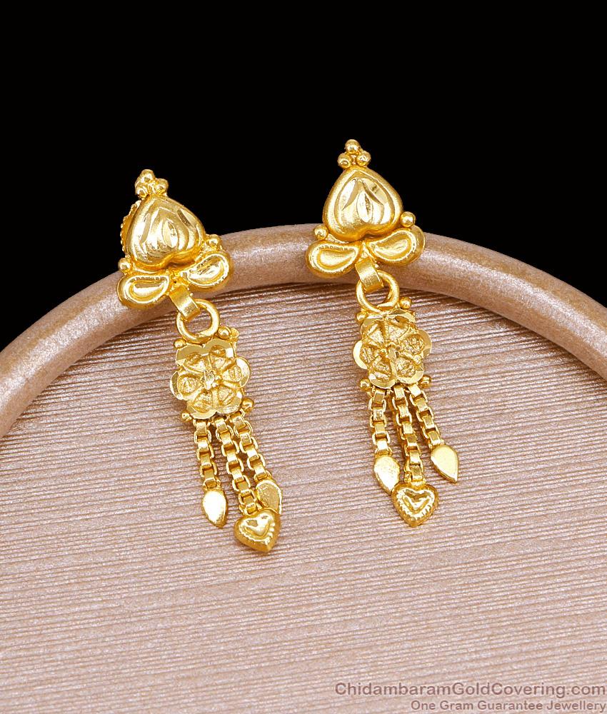 High Quality Forming Gold Plain Dangler Earring Heart Design Online ER5495