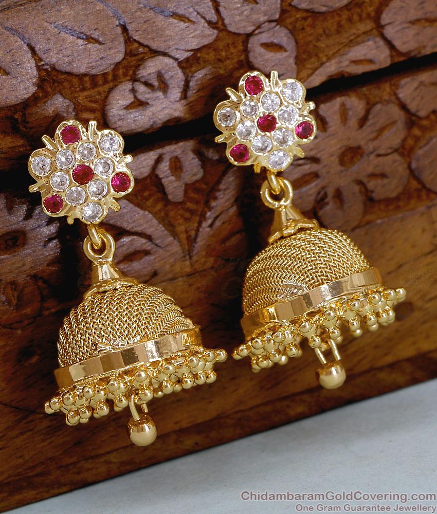 Latest Micro Gold Polish Impon Jhumki Earring Designs Online ER5501 Latest Micro Gold Polish Impon Jhumki Earring Designs Online ER5501
