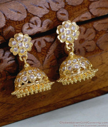Full White Gati Stone Five Metal Jhumka Earring Wedding Collections ER5502