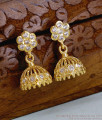 Kerala Bridal Wear Impon Gold Imitation Jhumki White Stone Earring ER5505
