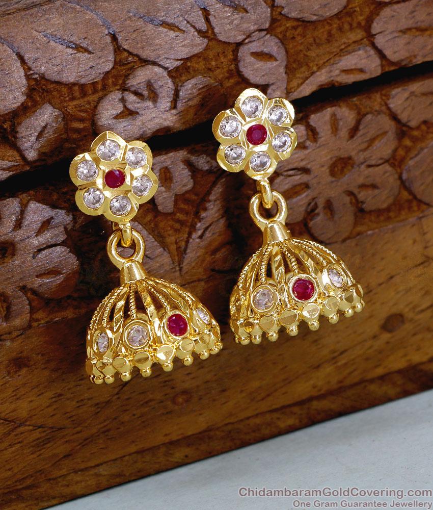 Buy Impon Panchaloha Ruby White Stone Jhumki Earring For Married Women ER5506 Buy Impon Panchaloha Ruby White Stone Jhumki Earring For Married Women ER5506