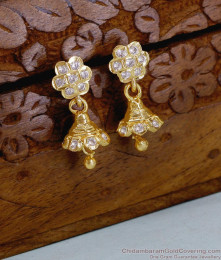 Latest White Stone Screw Back Impon Jhumki Earring Shop Online ER5508