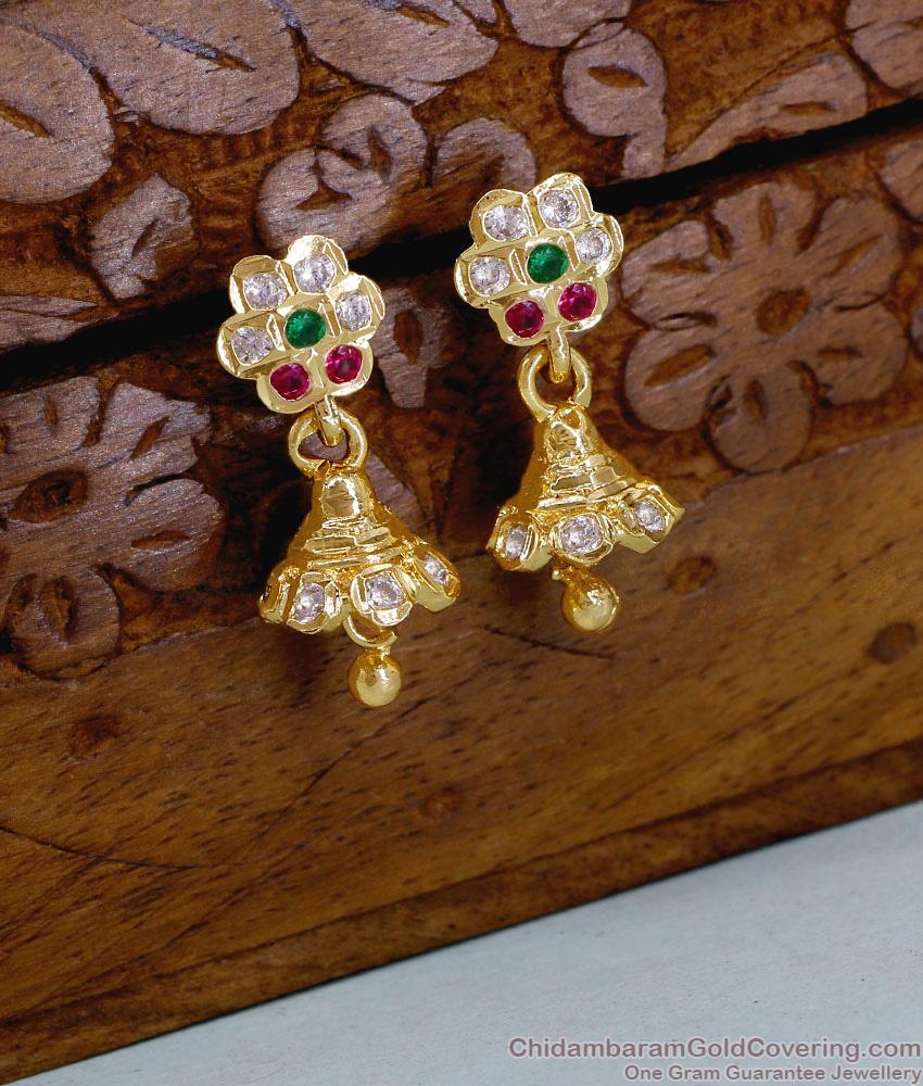 Beautiful Multi Color Stone 5 Metal Jhumki Earring Impon Bridal Collection ER5510 Beautiful Multi Color Stone 5 Metal Jhumki Earring Impon Bridal Collection ER5510