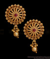 Light Weight Matt Finish Antique Earring With Ruby Stone Design ER5517