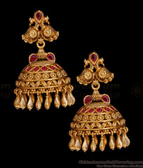 Antique Gold Temple Wear Ruby Stone Jhumka Peacock Earring Online ER5520 Antique Gold Temple Wear Ruby Stone Jhumka Peacock Earring Online ER5520