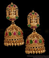 Trendy Ruby Green Stone Antique Jhumki Earring Temple Jewelry ER5522