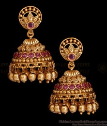 New Arrival Antique Ruby Stone Peacock Jhumkas Wedding Jewelry ER5525