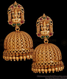 Premium Quality Antique Gold Umbrella Jhumki Lakshmi Design For Bridal Wear ER5530