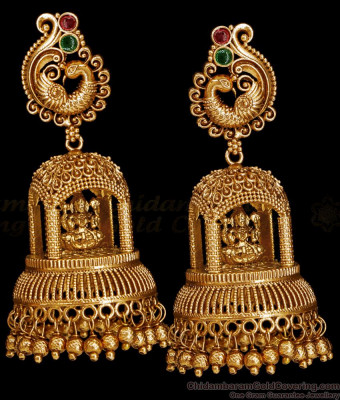 Royal Peacock Lakshmi Design Antique Temple Jhumka Collection ER5533