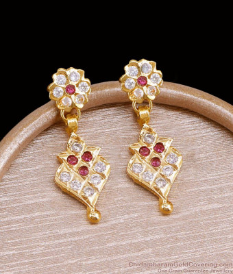 Premium Quality Ruby White Stone Impon Dangler Earring For Women ER5535