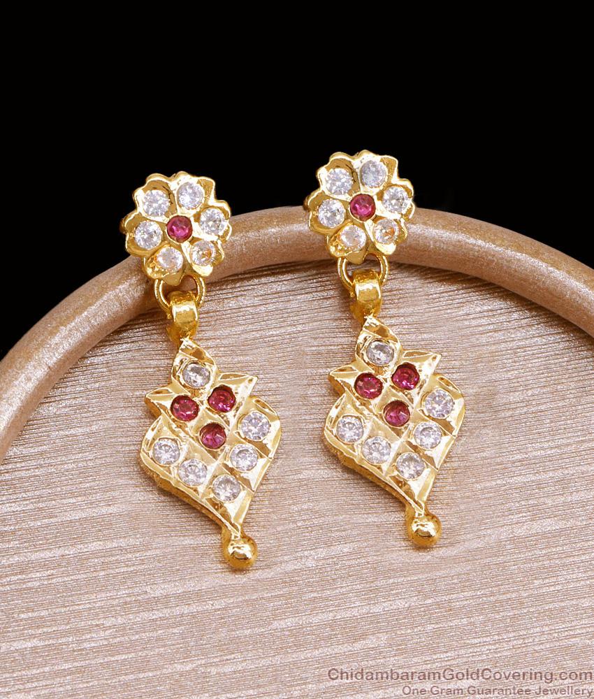 Premium Quality Ruby White Stone Impon Dangler Earring For Women ER5535