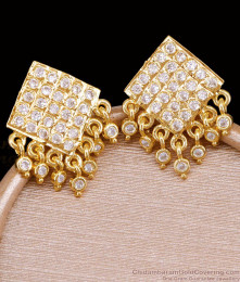 Stylish Full White Stone Impon Earring Hanging Beads Design ER5540