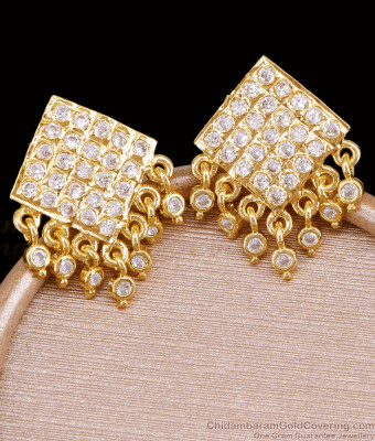 Stylish Full White Stone Impon Earring Hanging Beads Design ER5540