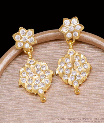 New Model Impon Gold Finish Dangler Earring White Stone Design ER5542
